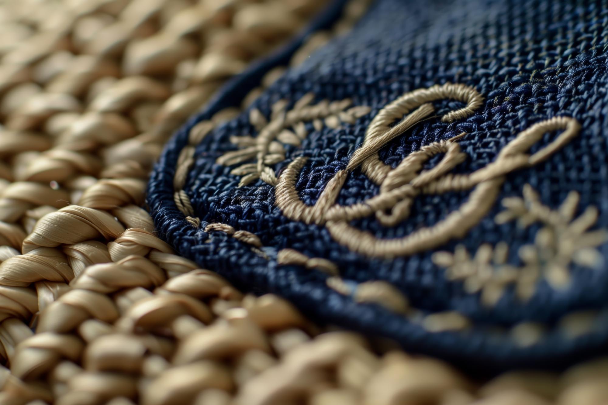 Closeup of intricate modern embroidery on fabric